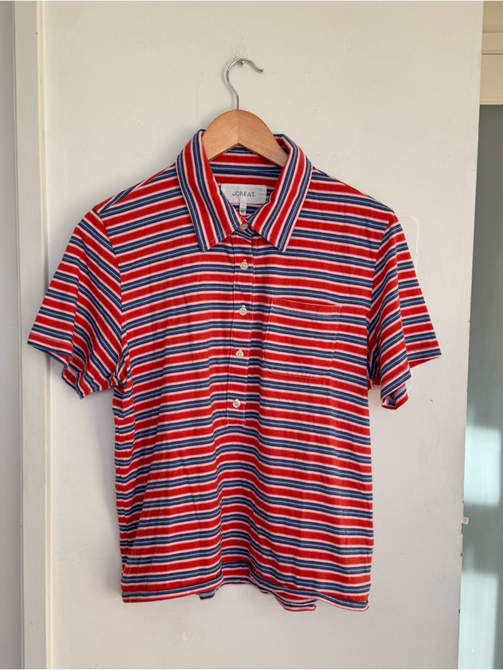 The Great 100% cotton striped polo shirt